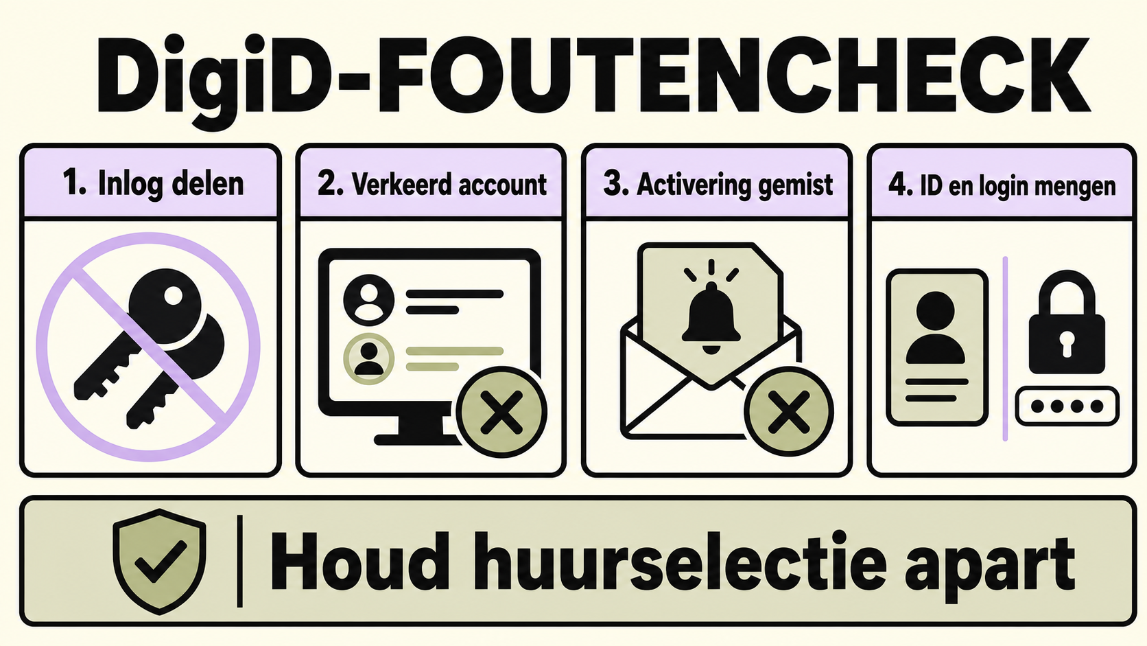 DigiD-foutencheck: inlog delen, verkeerd account, gemiste activering en ID met login mengen