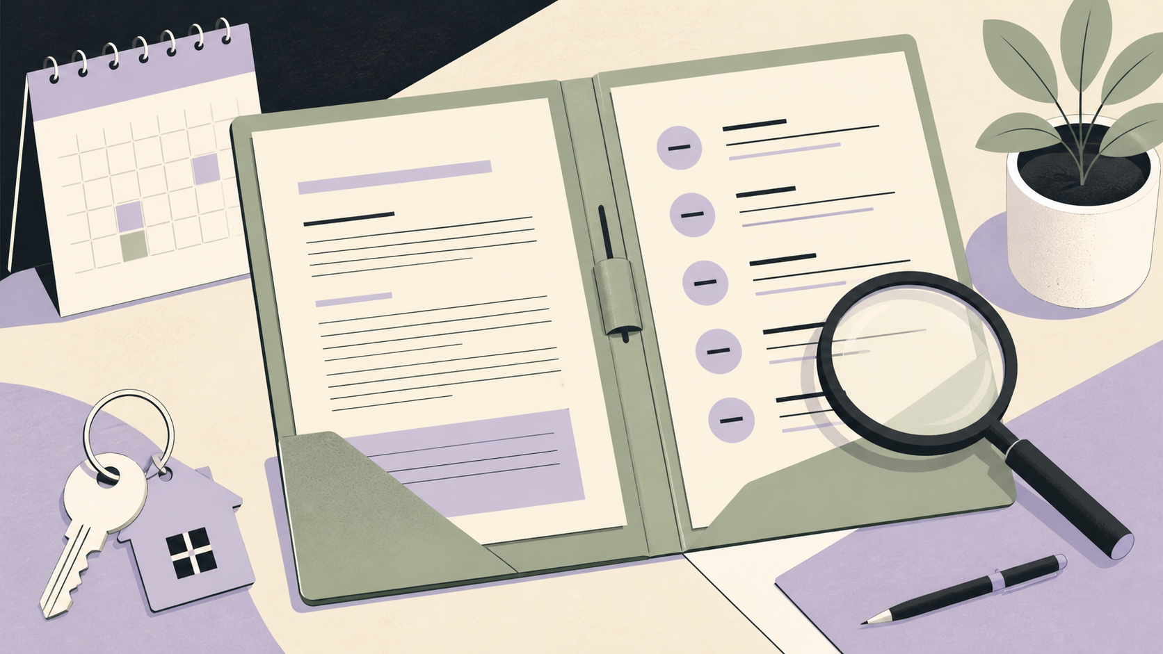Redactionele illustratie van een Nederlands huurcontract en marktchecks