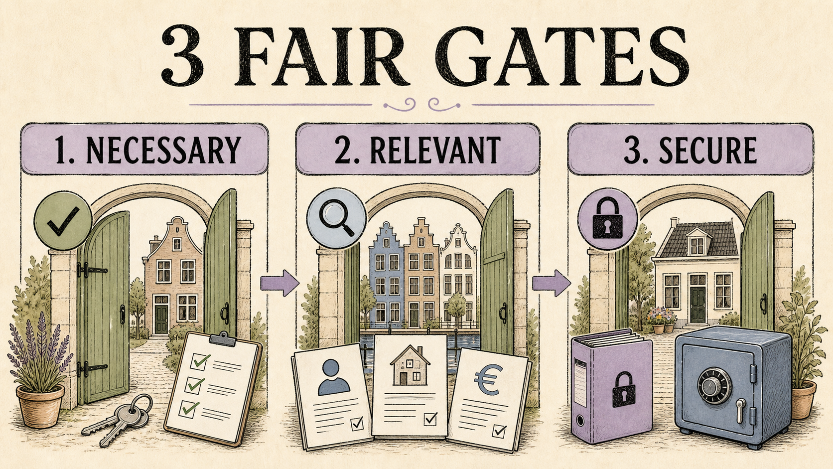 Three fair gates for rental-document requests: necessary, relevant and secure